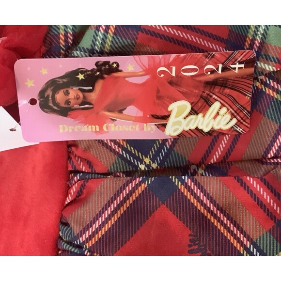 Barbie Girl’s Red Plaid Holiday Party Dress 3T Tulle Bow Cap Sleeves NWT - Picture 9 of 14